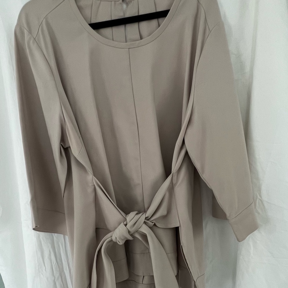 Chic Beige Tie-Front Blouse